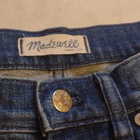 Madewell Slim Boyfriend Jean distressed patchwork raw hem blue denim size 24 - Picture 8 of 13